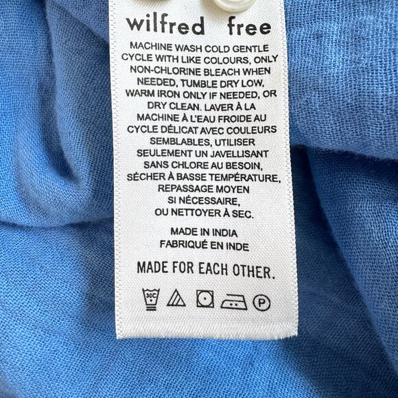 Wilfred Free Womens Button Shirt Top Size S 100% Organic Cotton Flowy Blue - Picture 4 of 6